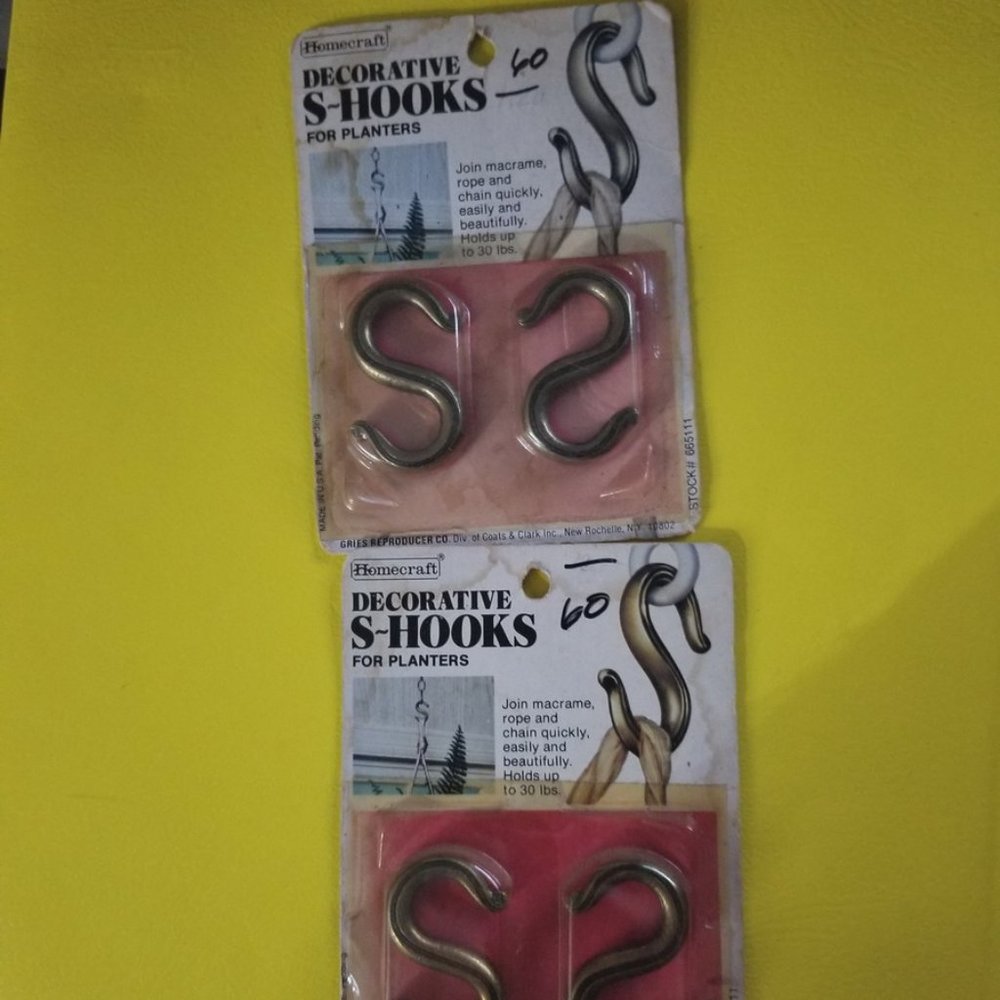 Vtg NEW Decorative S-Hooks for planters x 2 packs